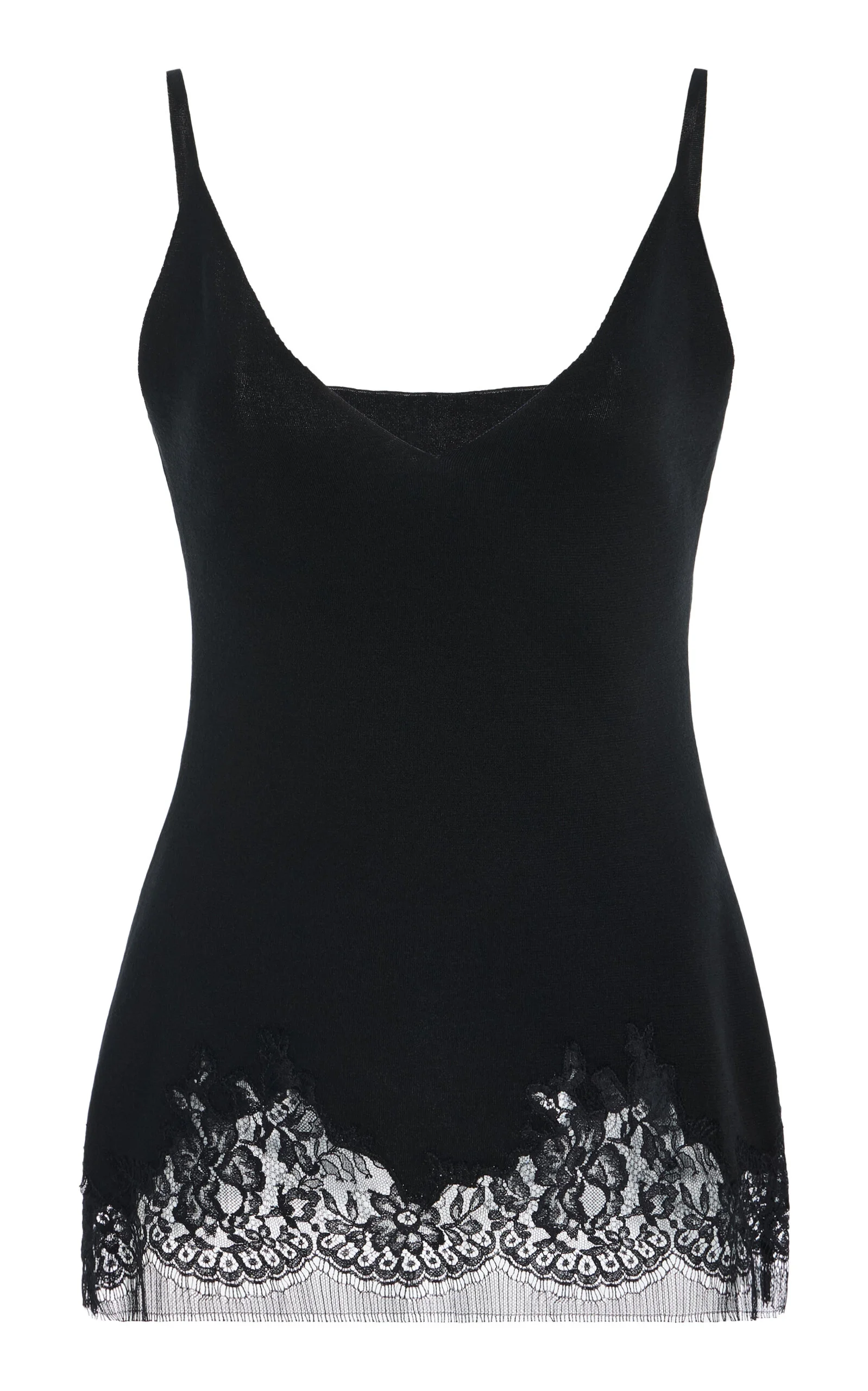 Makka Lace-Trimmed Silk Top black - 1
