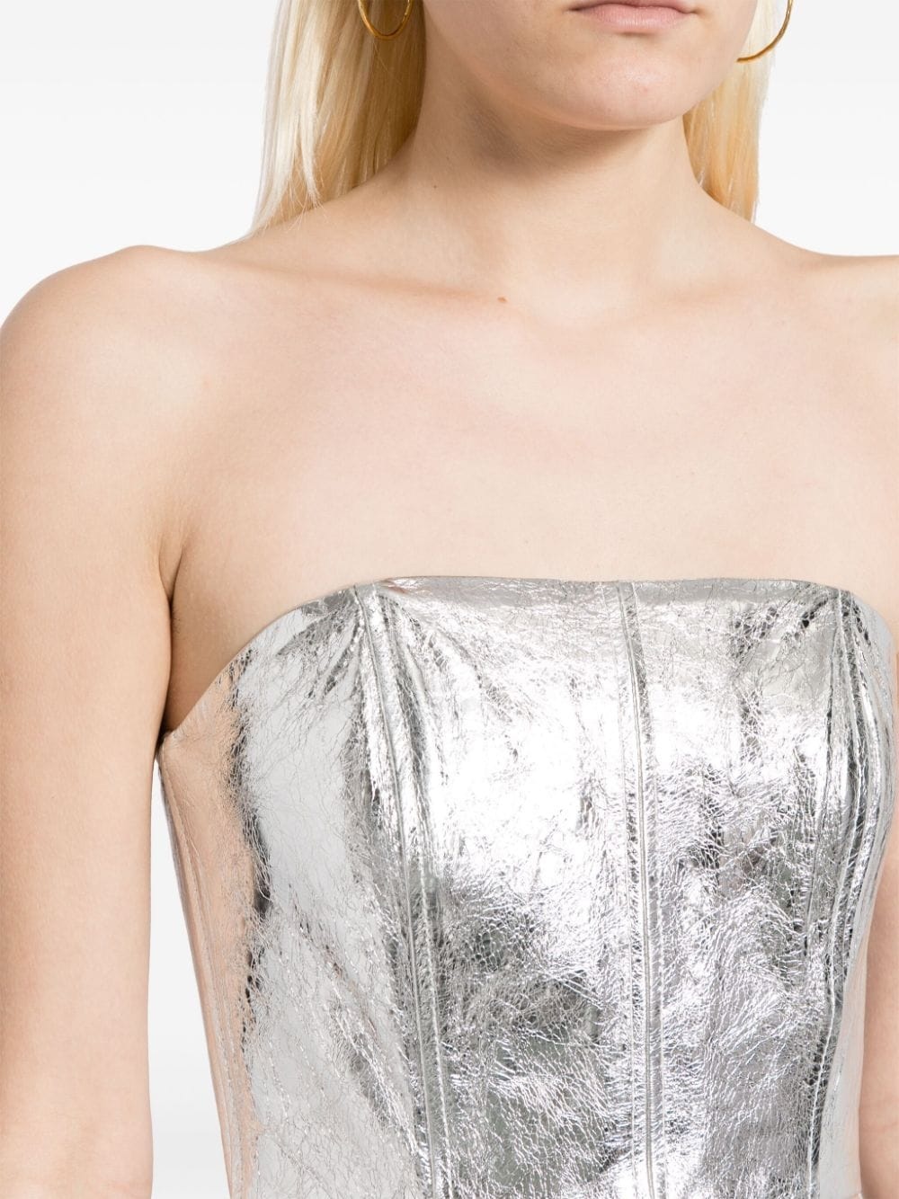 bandeau leather crop top - 5