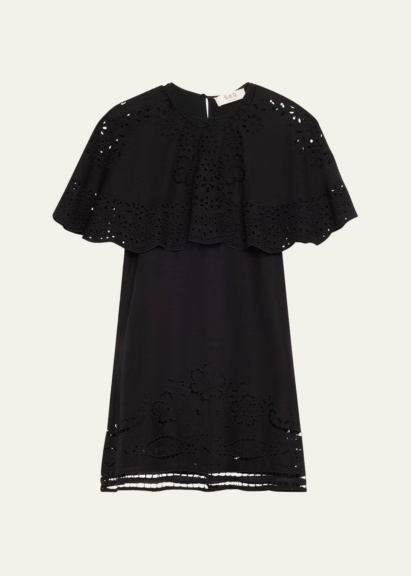 Lula Embroidered Cape-Sleeve Mini Dress - 1