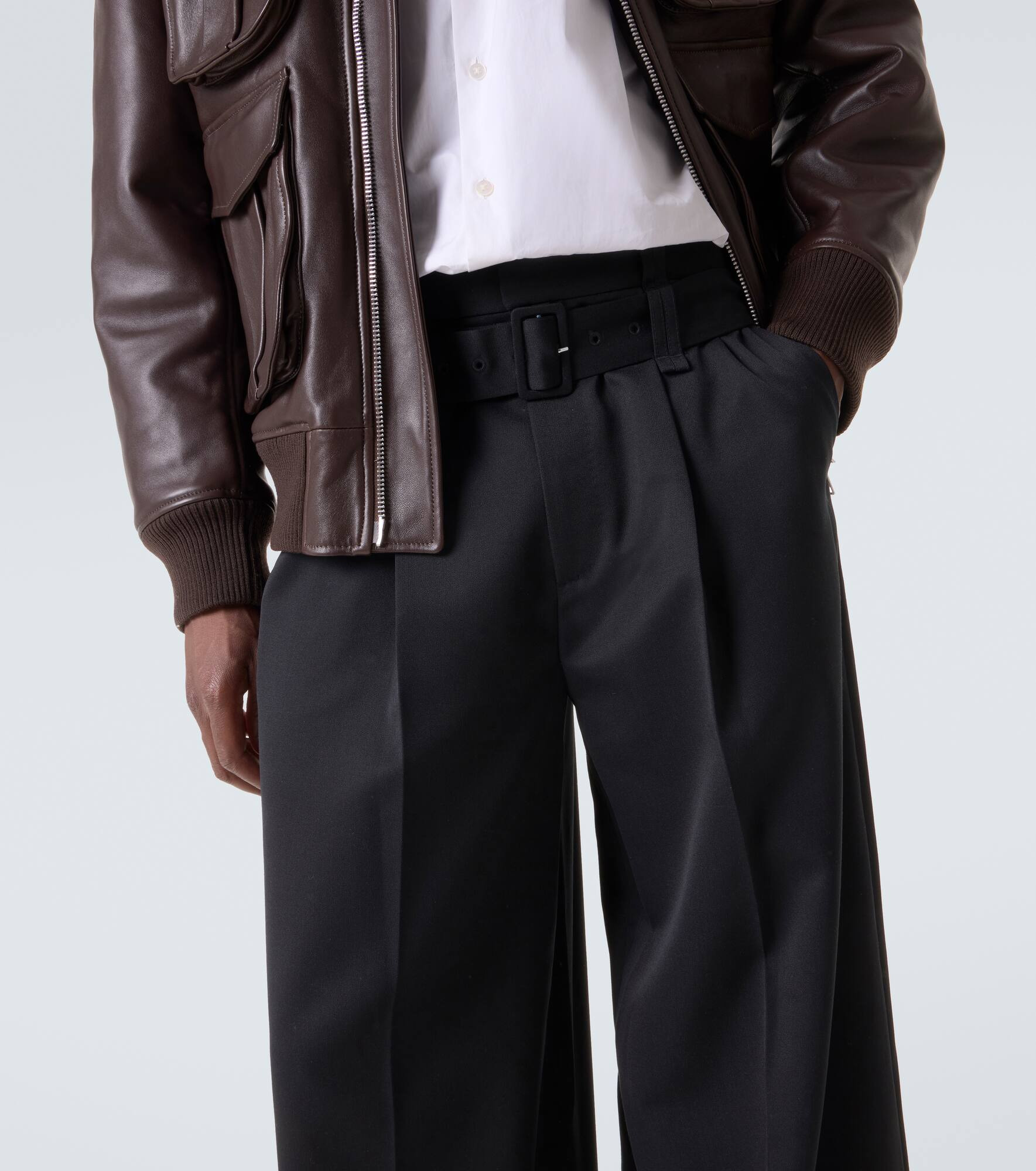 Belted high-rise wide-leg pants - 5