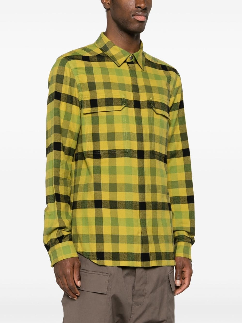 check-pattern cotton shirt - 3