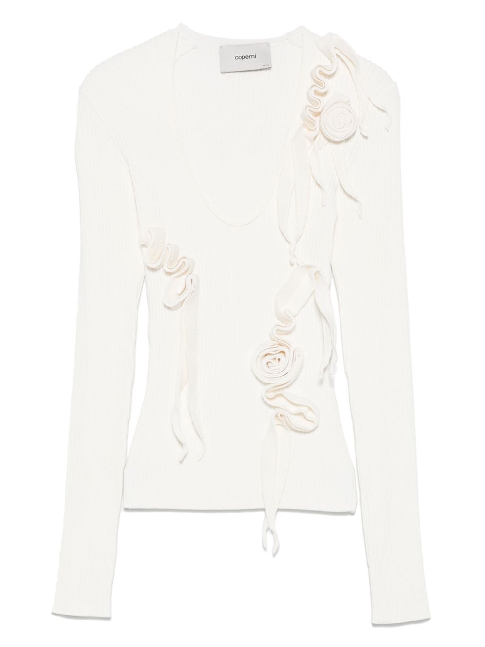 ribbon-detail long-sleeve jumper - 1