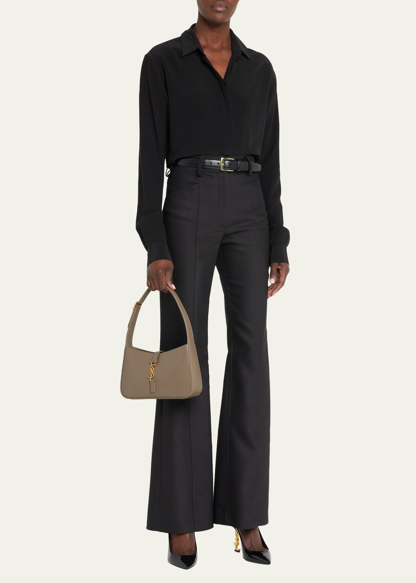 YSL Soft Leather Hobo Shoulder Bag - 5
