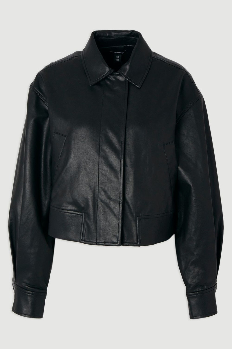 Faux Leather Tailored Bomber Jacket 4