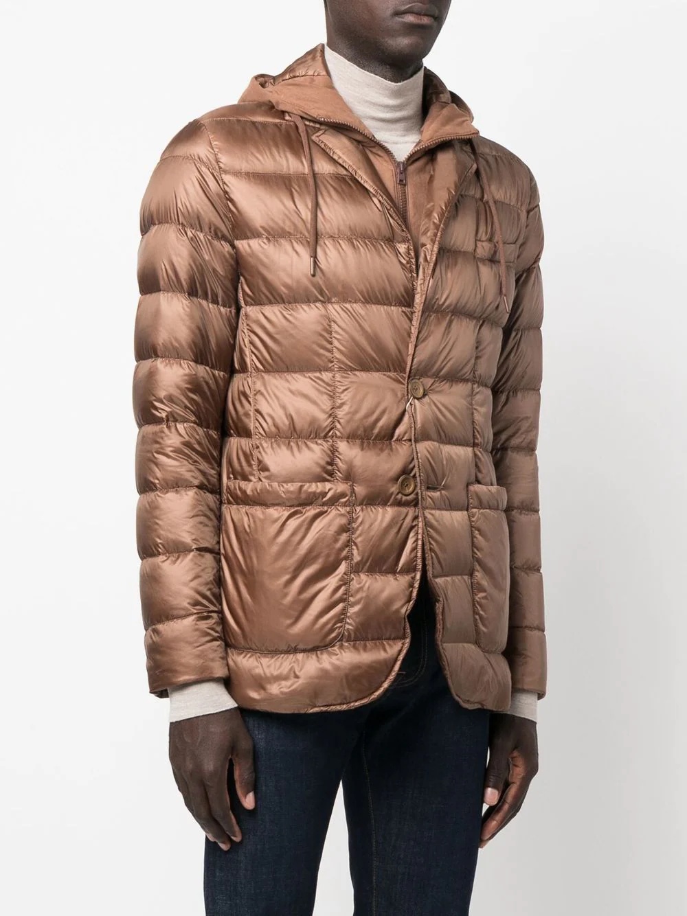 padded button-up down jacket - 3