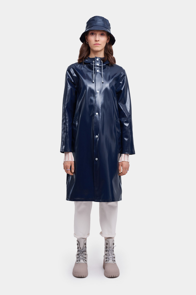 Stutterheim Stockholm Long Opal Raincoat Navy outlook