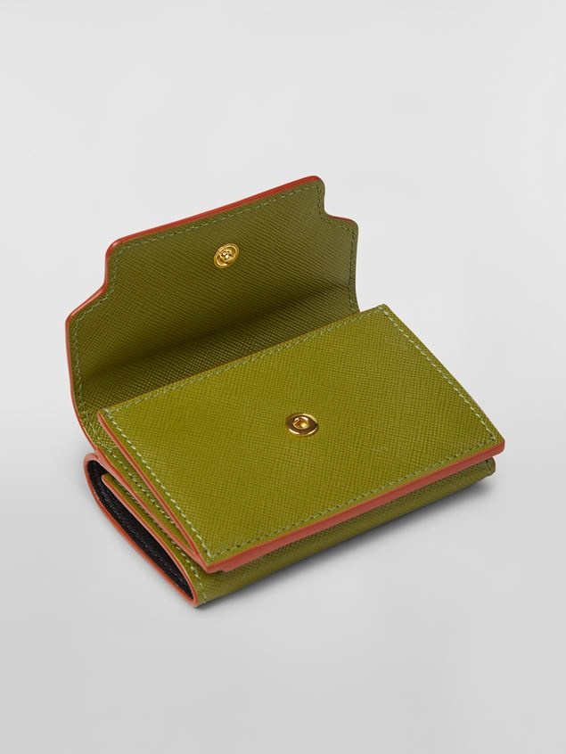 WHITE SAFFIANO LEATHER TRI-FOLD WALLET - 5