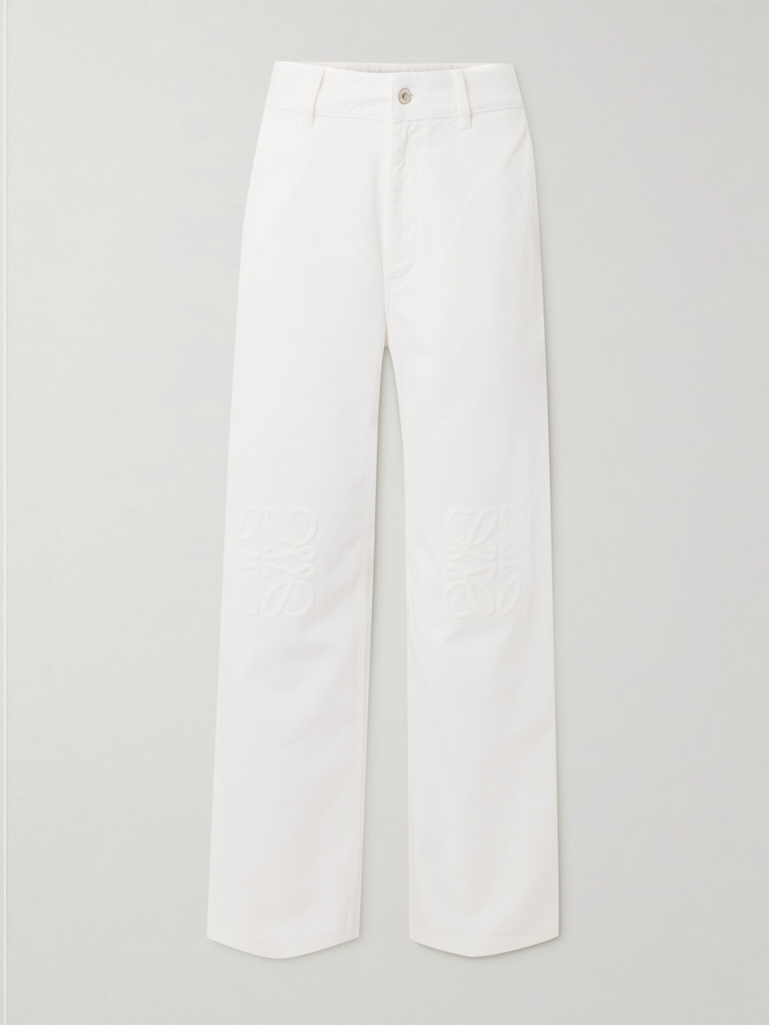 + Paula's Ibiza leather-trimmed embroidered high-rise wide-leg jeans White - 1