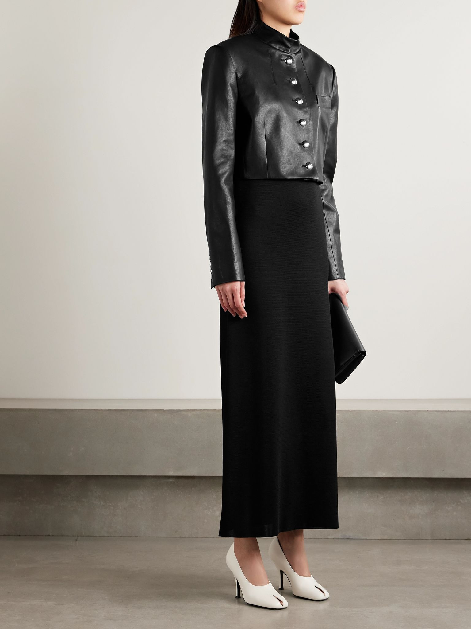 Samuelson cropped leather jacket Black - 2