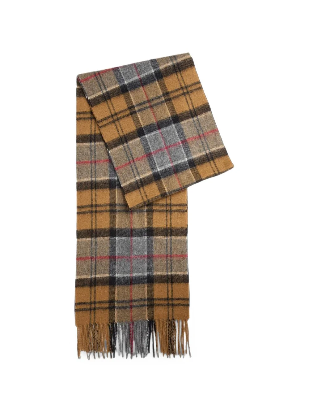 tartan-check fringed scarf - 1