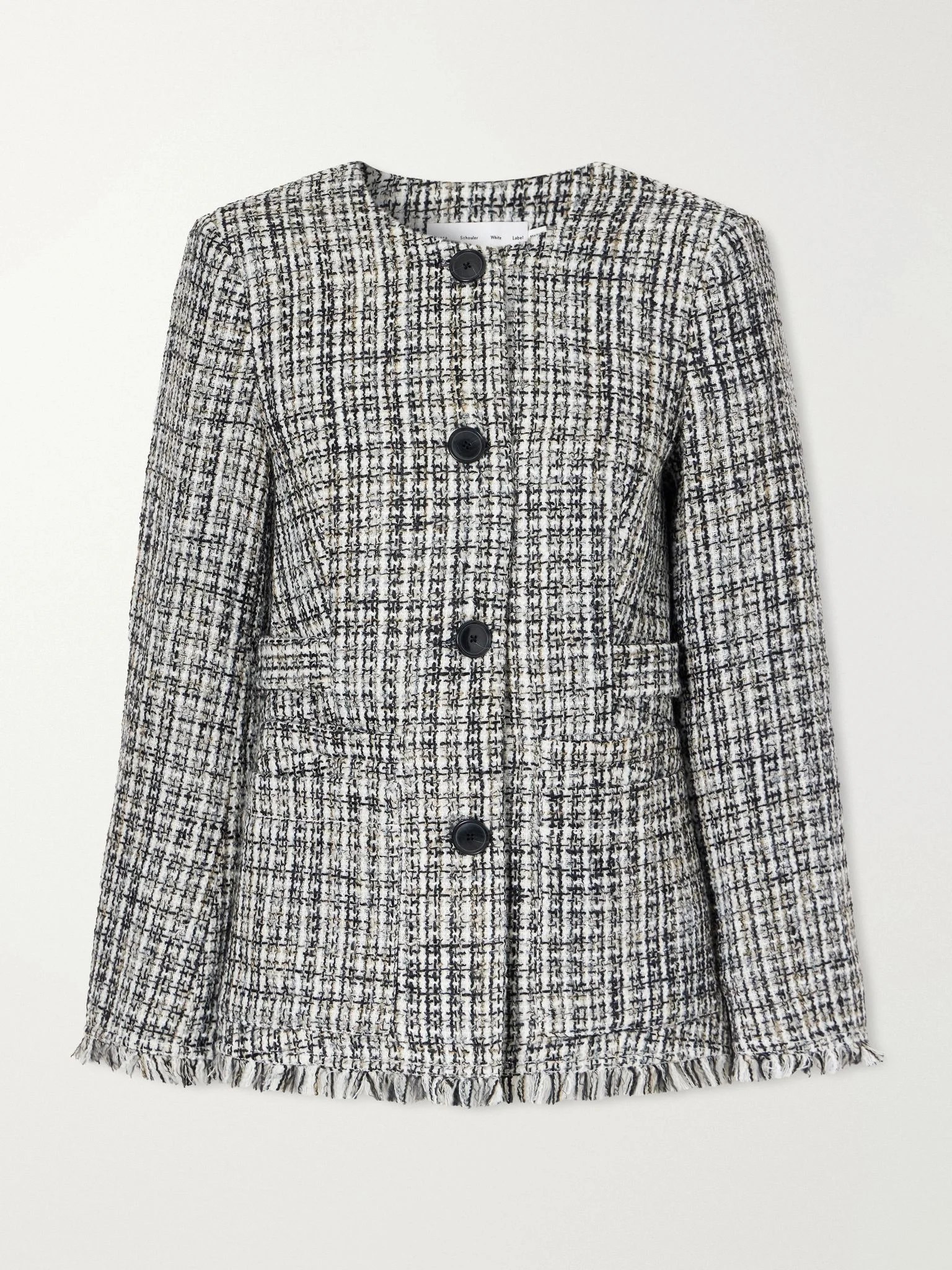 Aurelia fringed checked tweed jacket Gray - 1