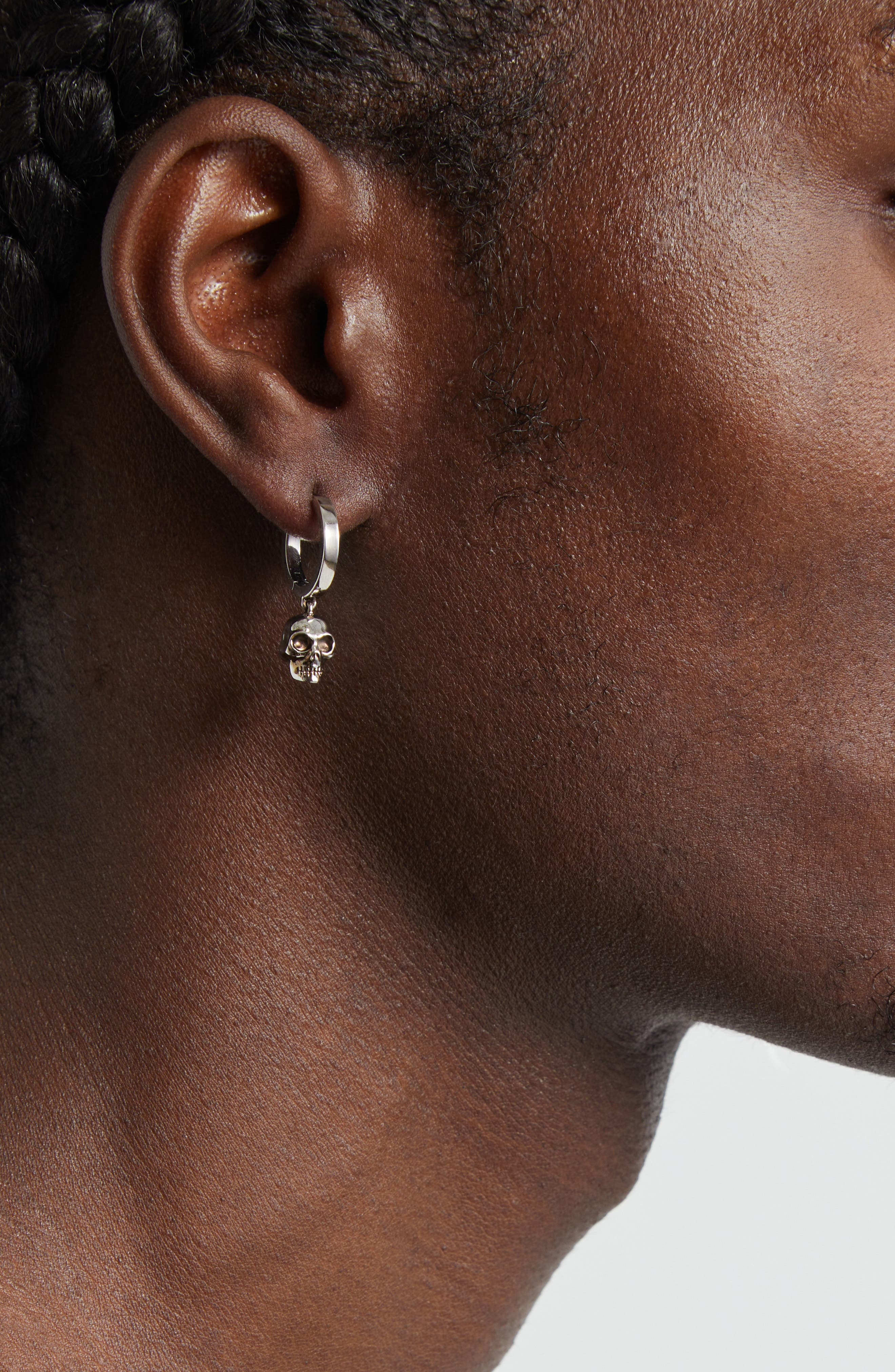 McQueen Skull Hoop Earring in Antique Silver at Nordstrom - 2
