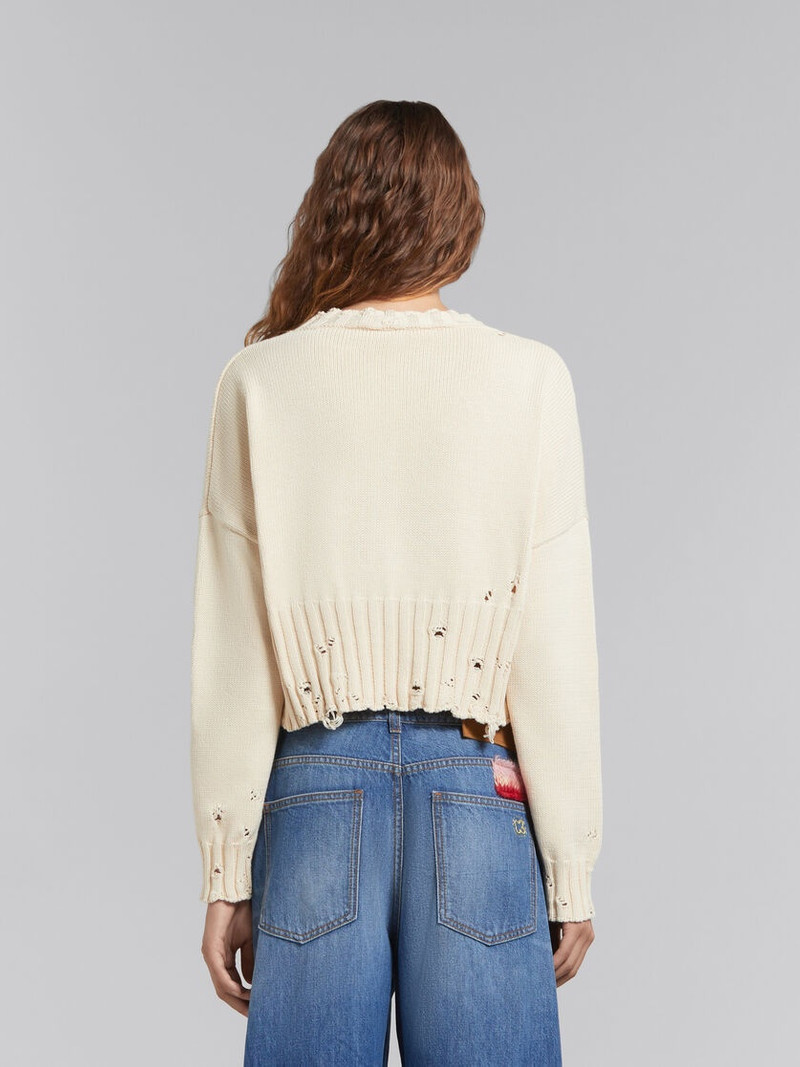 WHITE COTTON CROPPED SWEATER 3