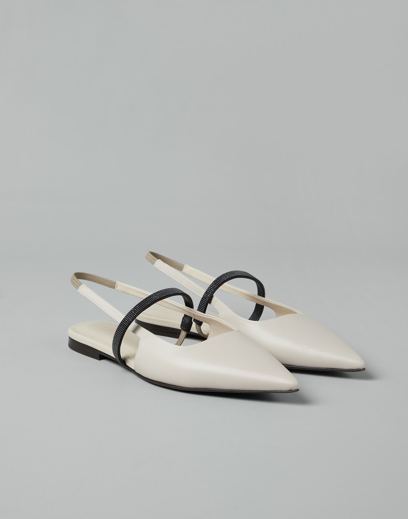 Nappa leather slingback flats with shiny strap - 1