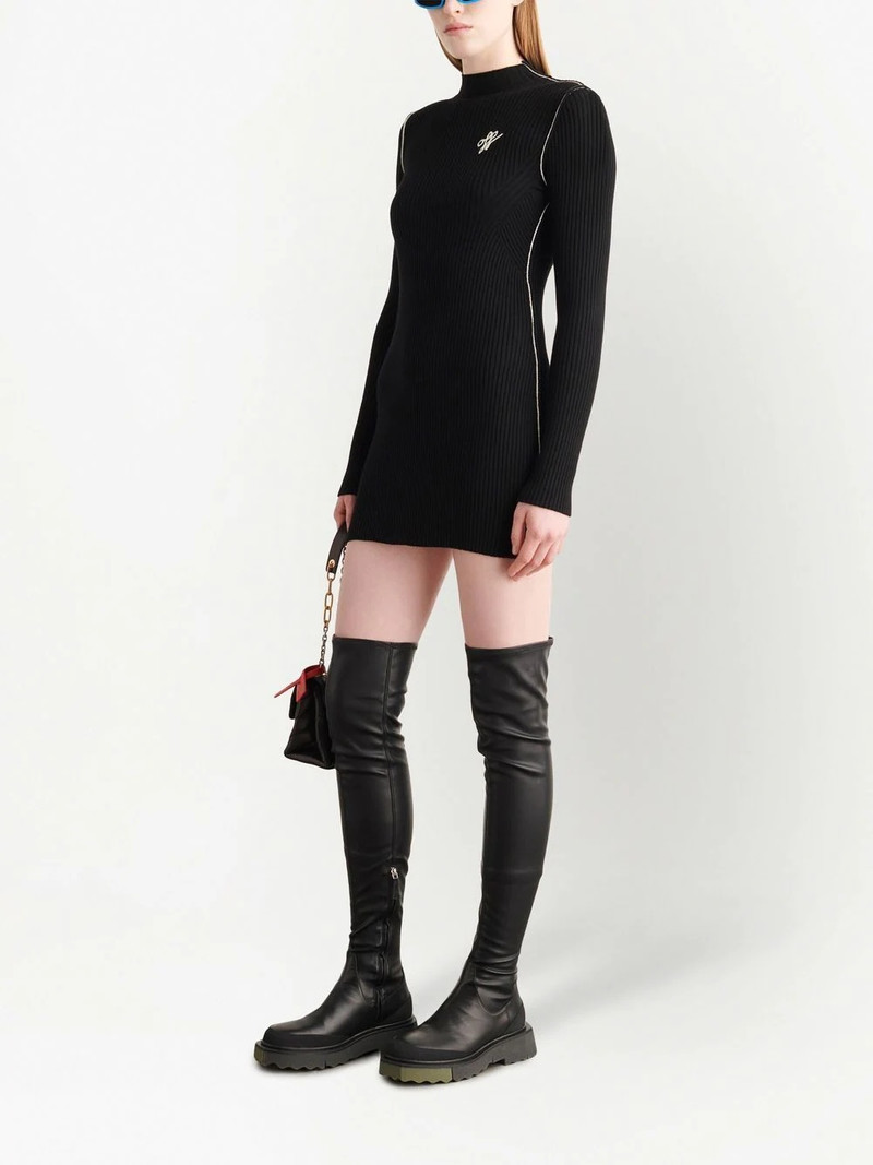 embroidered-logo ribbed mini dress 3