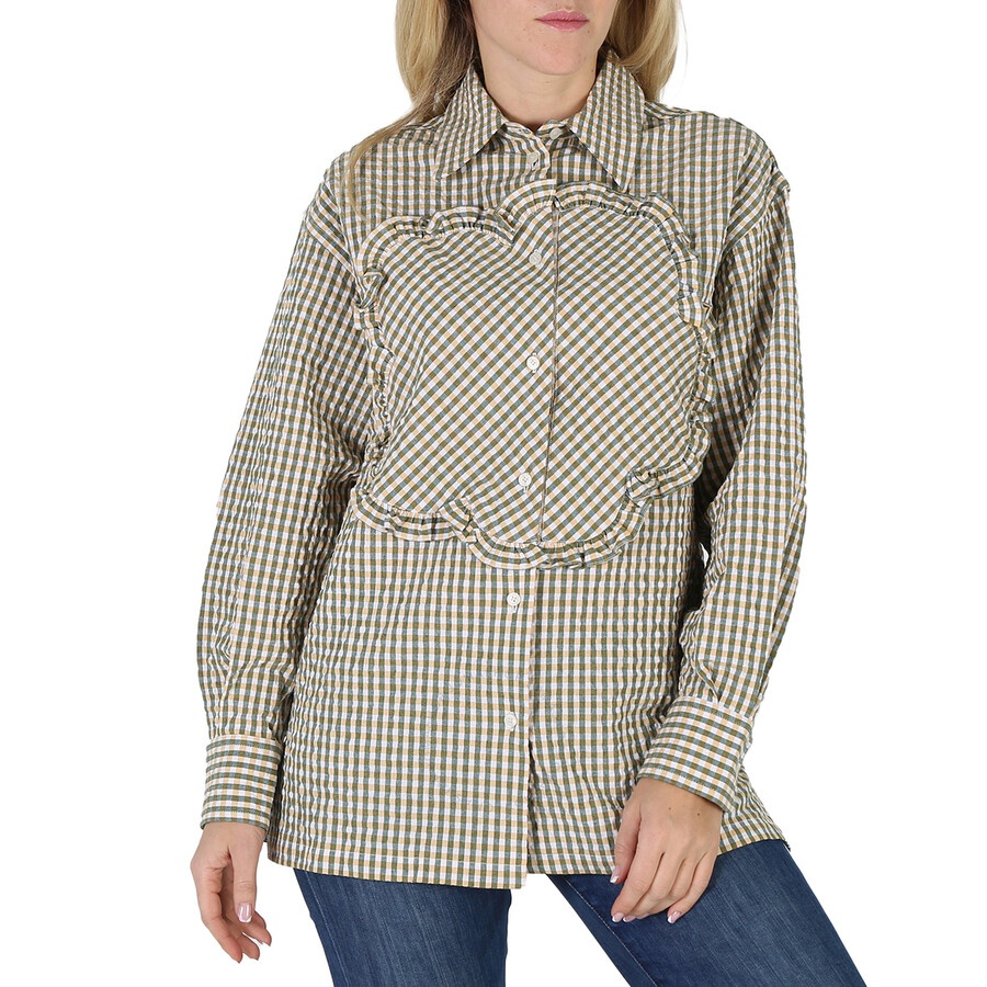 Kenzo Ladies Gingham Print Boke Flower Long-Sleeve Cotton Shirt - 3