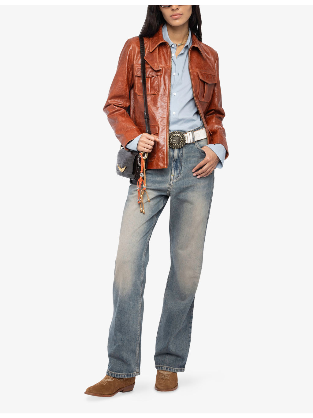 Lienna Patch-Pocket Slim-Fit Leather Jacket - 2