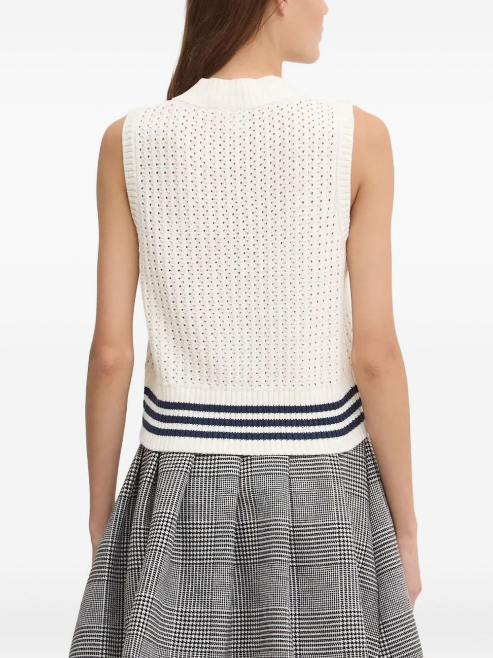 knitted V-neck sleeveless top - 3