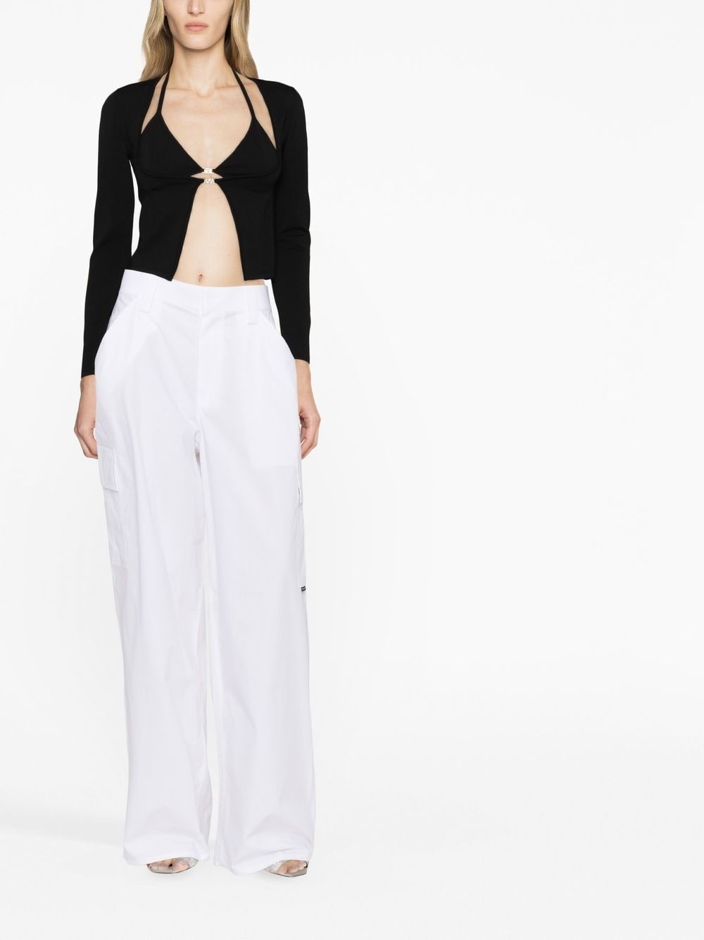 high-waisted cotton cargo pants - 4