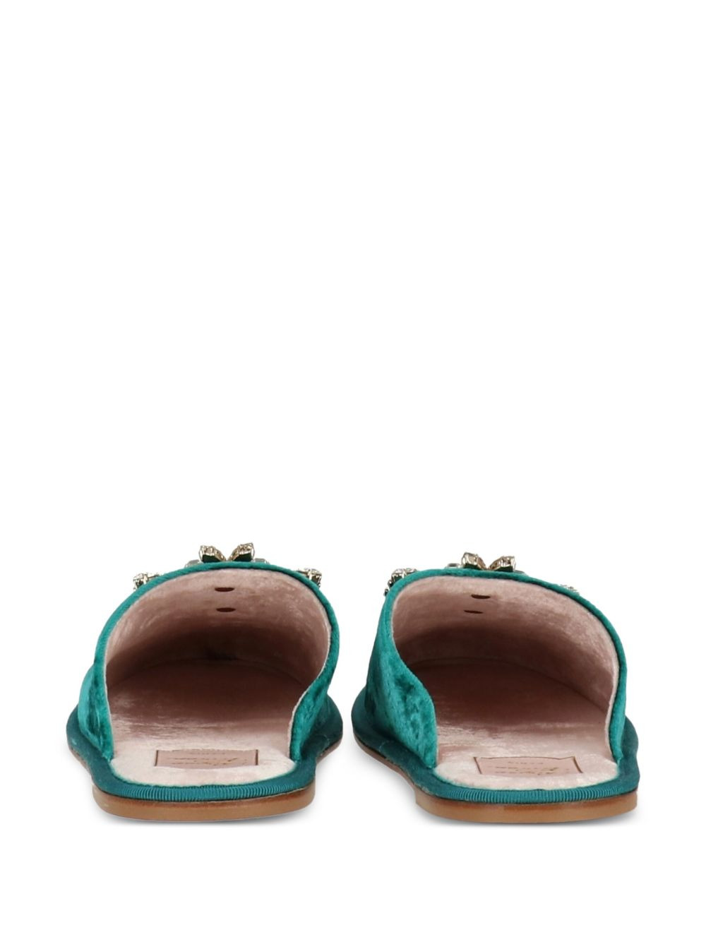 crystal-embellished velvet mules - 4