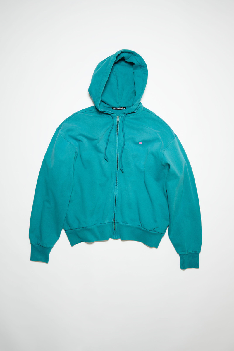 Hooded zippered sweatshirt - Relaxed fit - Sea green 1