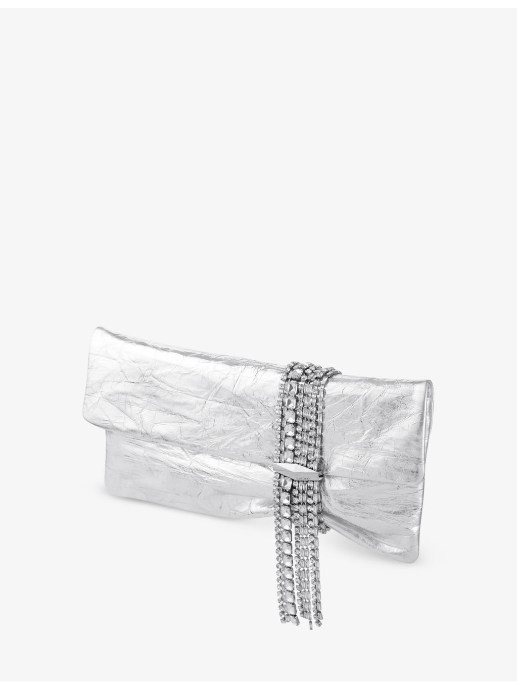 Zandra crystal-embellished metallic-leather clutch bag - 3
