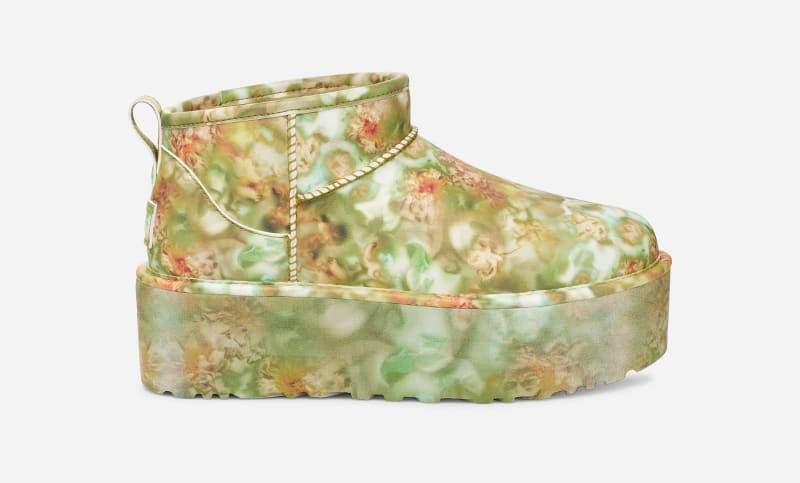 ® CS Ultra Mini Platform Microfiber/Recycled Materials Classic Boots in Green Floral 1