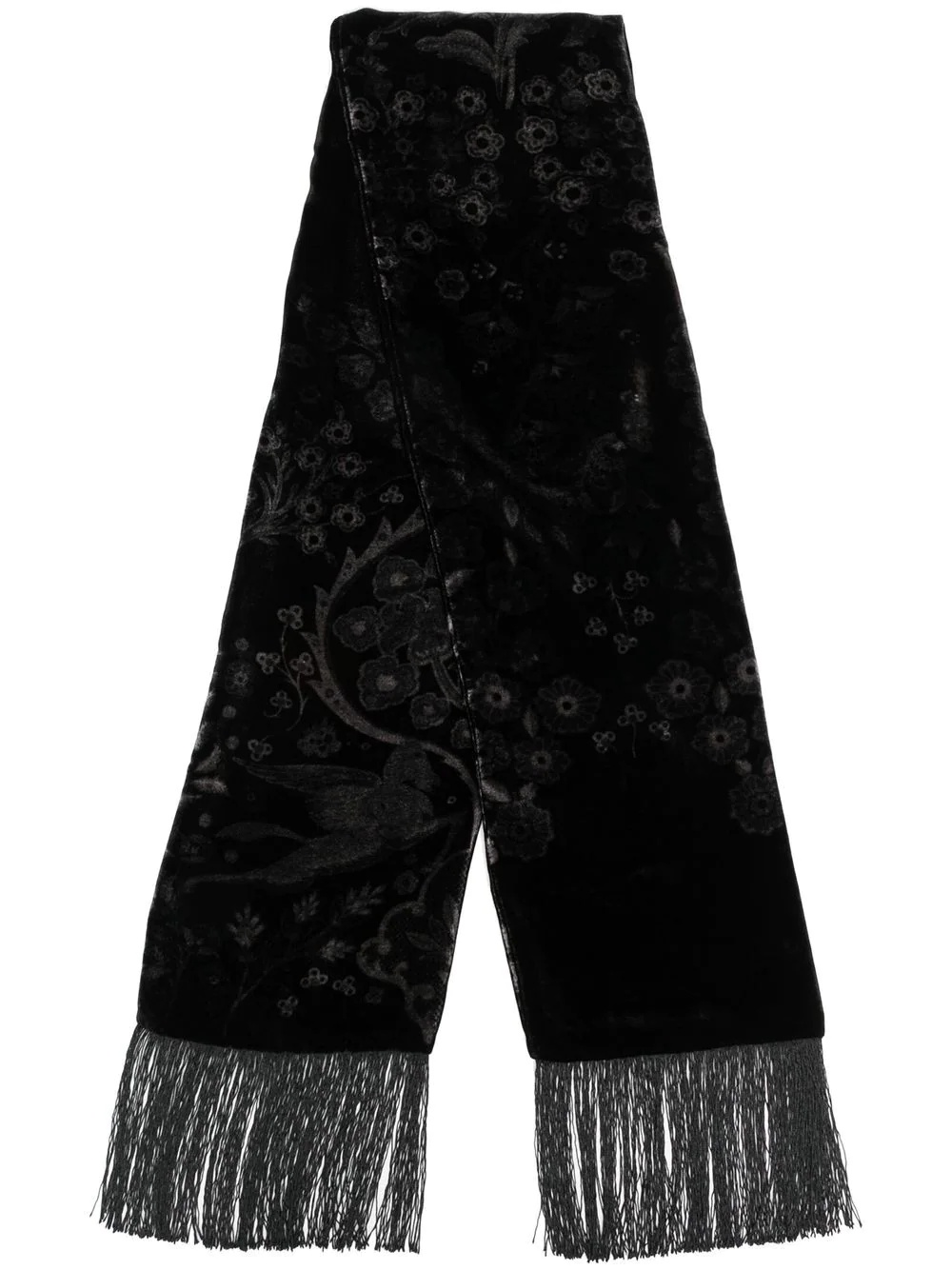 fringed paisley-print scarf - 1