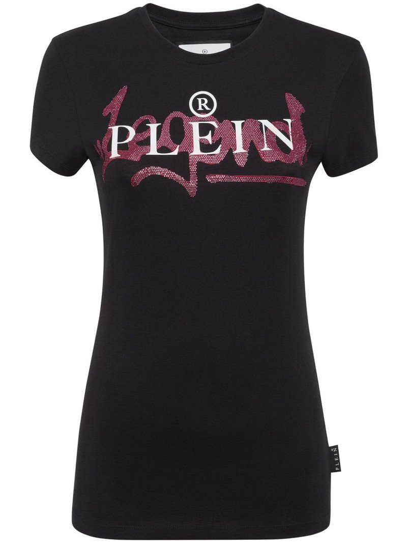 crystal-embellished logo-print T-shirt 1