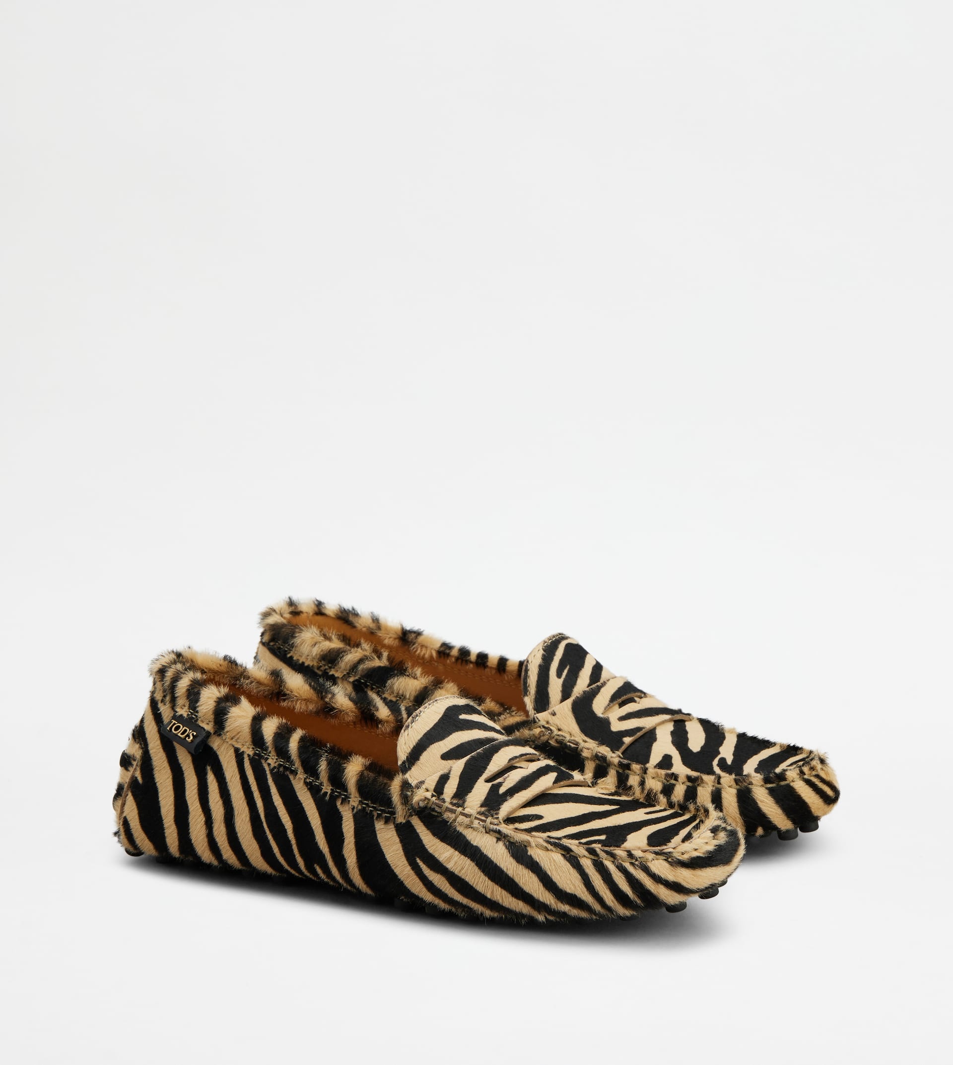 GOMMINO DRIVING SHOES IN PONY-SKIN EFFECT LEATHER - BLACK, BEIGE - 2