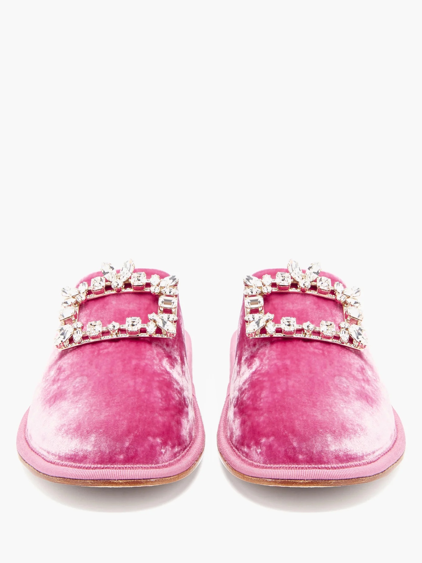 Hotel Vivier crystal-buckle velvet slippers - 5