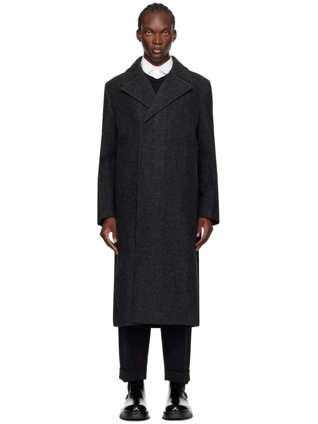 Gray Notched Lapel Coat - 1