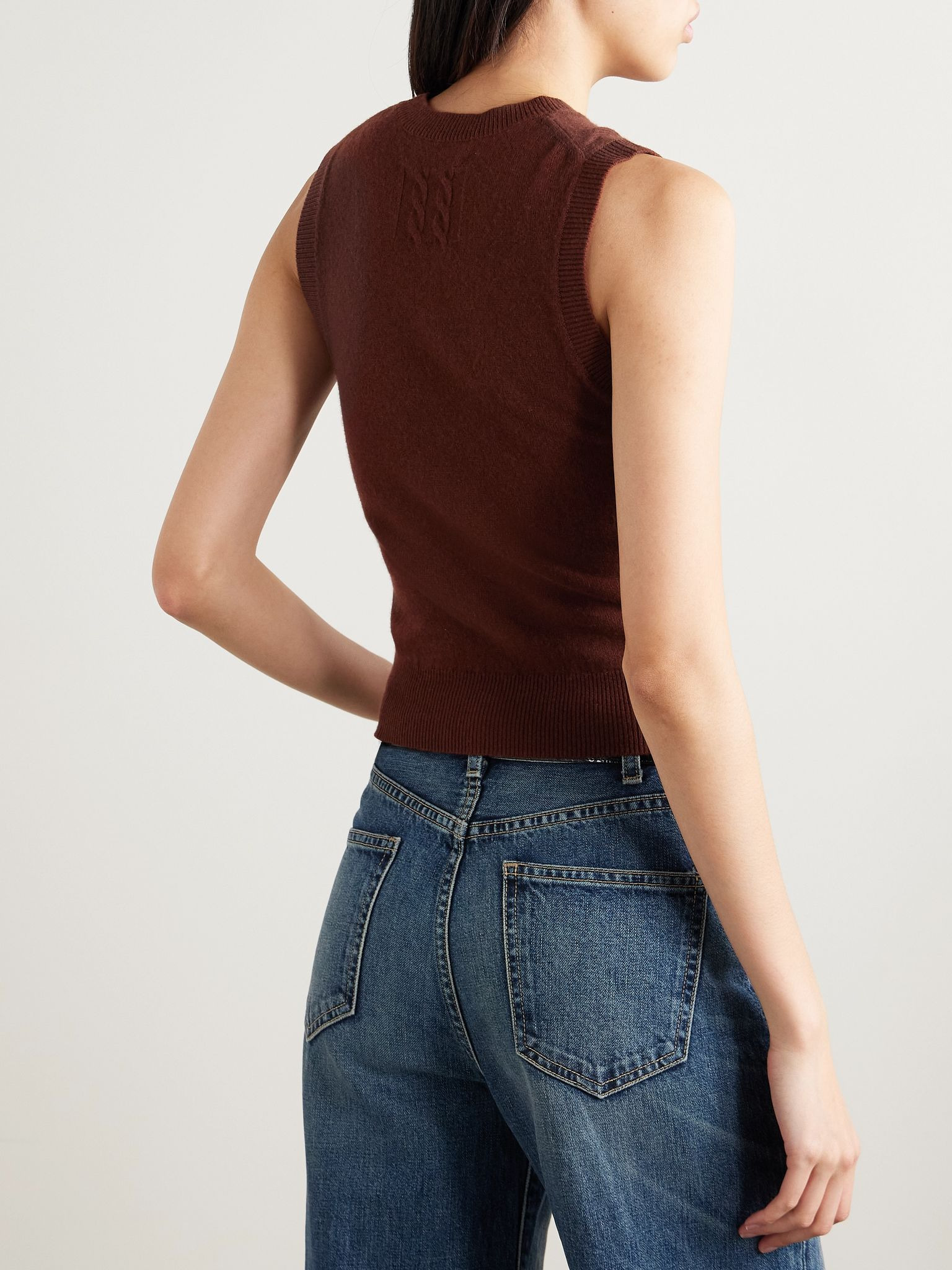 May cropped cashmere tank Burgundy - 4