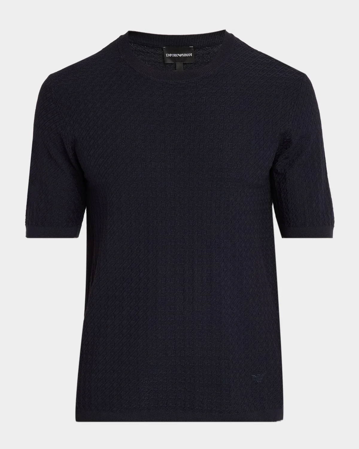 Men's Textured Micro-Geometric Short-Sleeve Sweater - 1