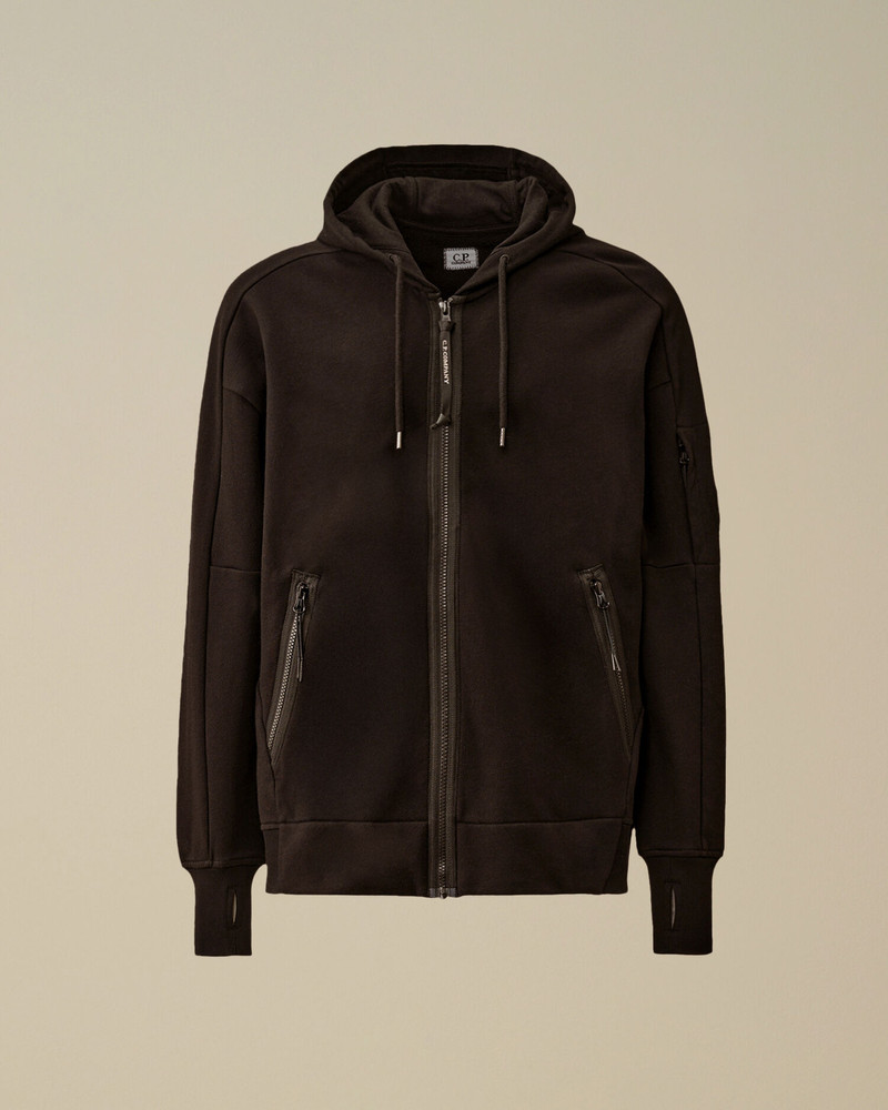 Diagonal Raised Fleece Hooded Full Zip Sweatshirt 1