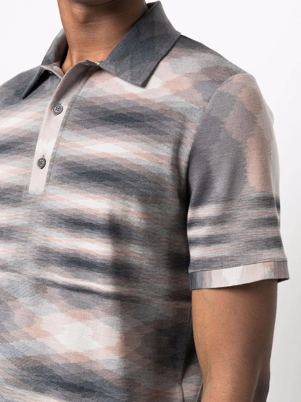 abstract-stripe wool polo shirt - 5