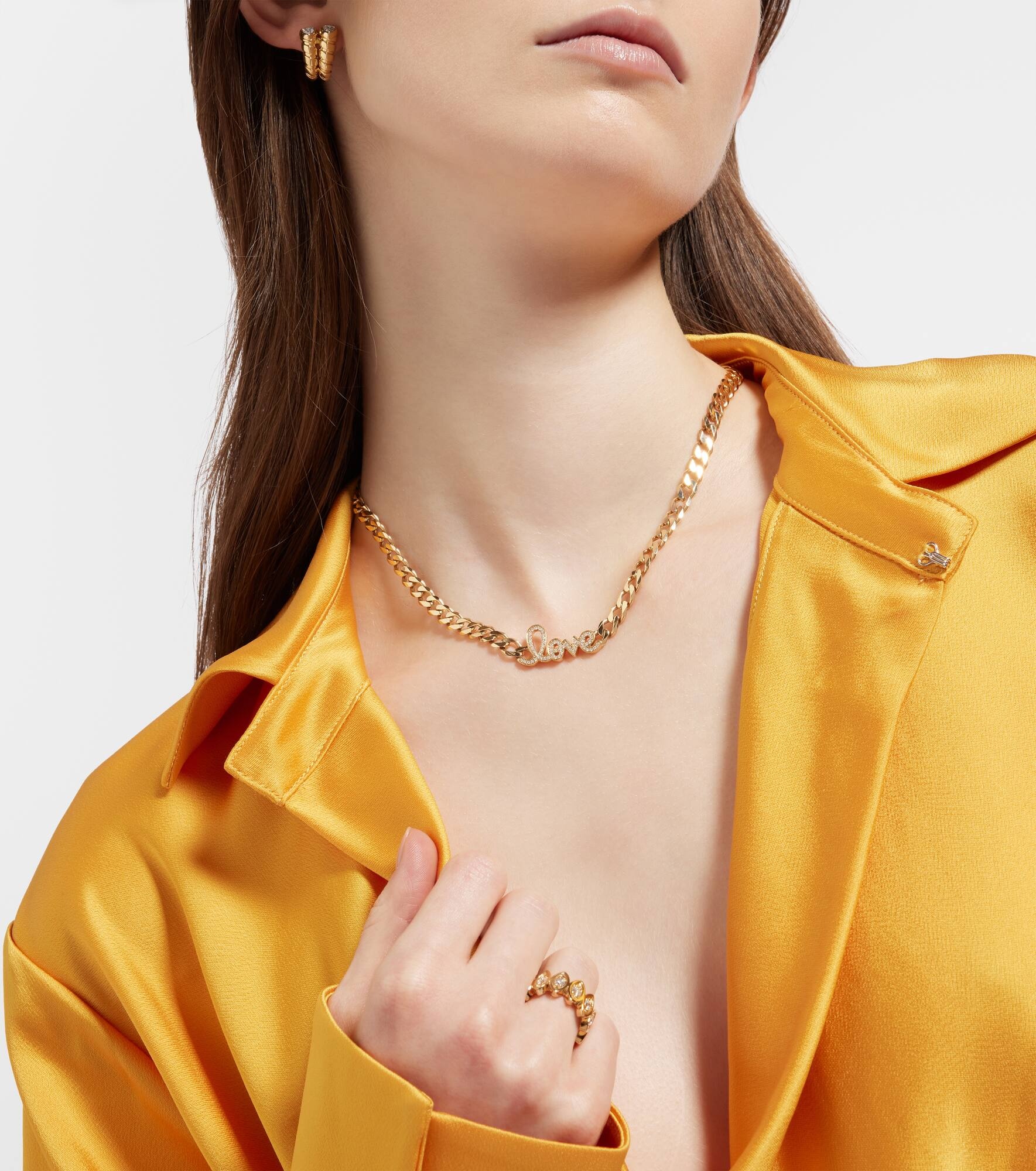 Love Script 14kt gold necklace with diamonds - 5