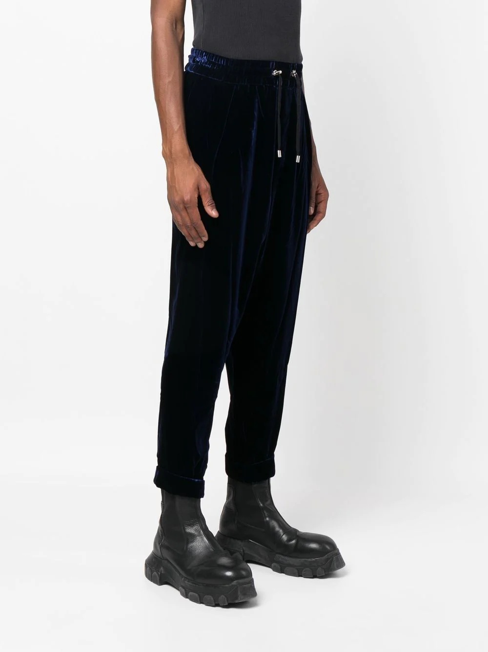 velvet drop-crotch track trousers - 3