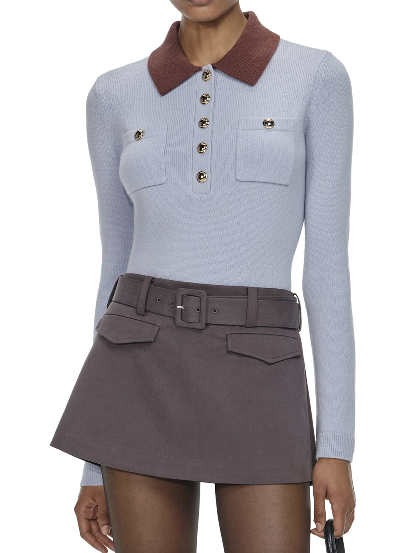 SWEATER WITH CLASSIC CONTRAST COLLAR - 3