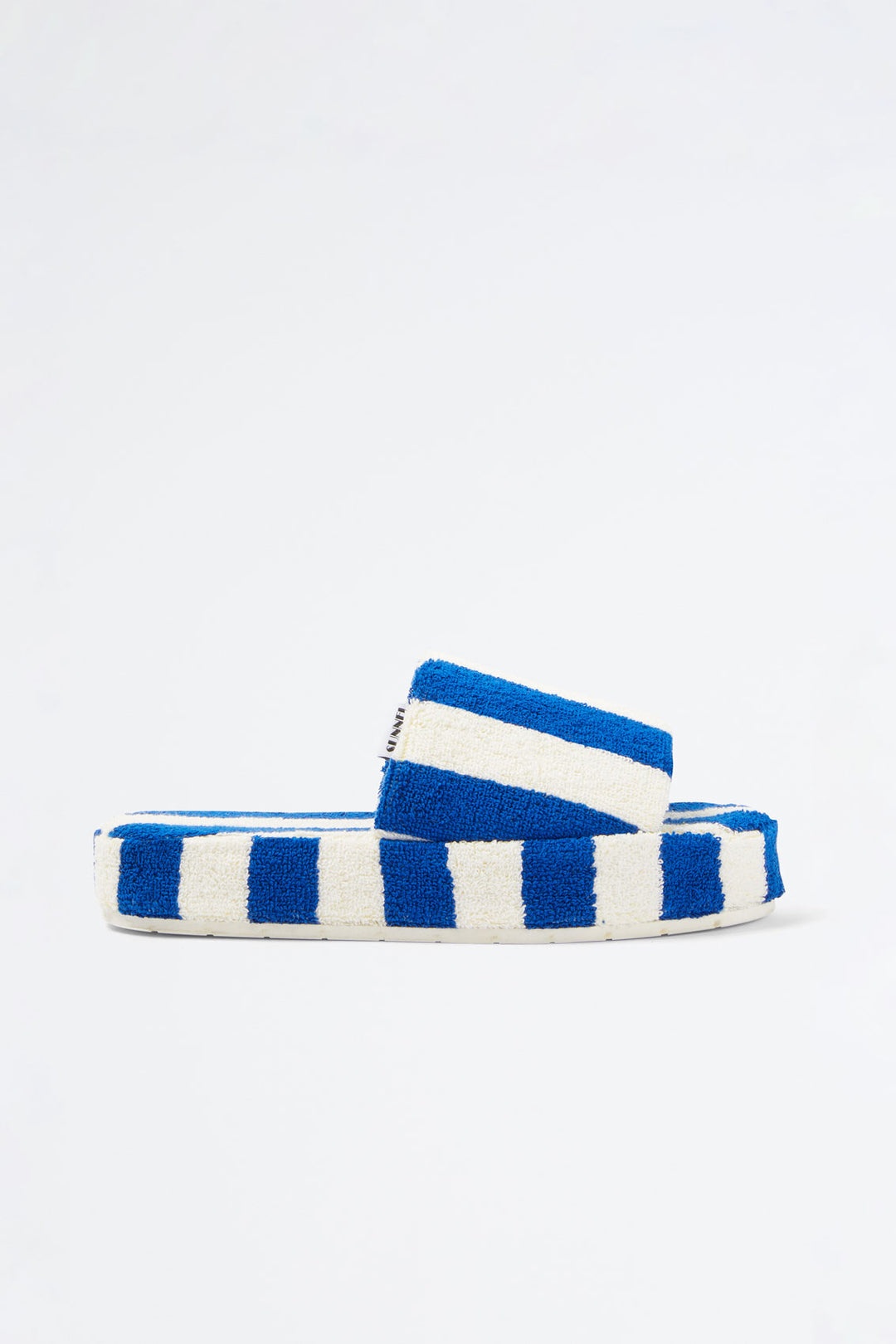 BLUE & WHITE STRIPED COTTON SLIDERS - 1