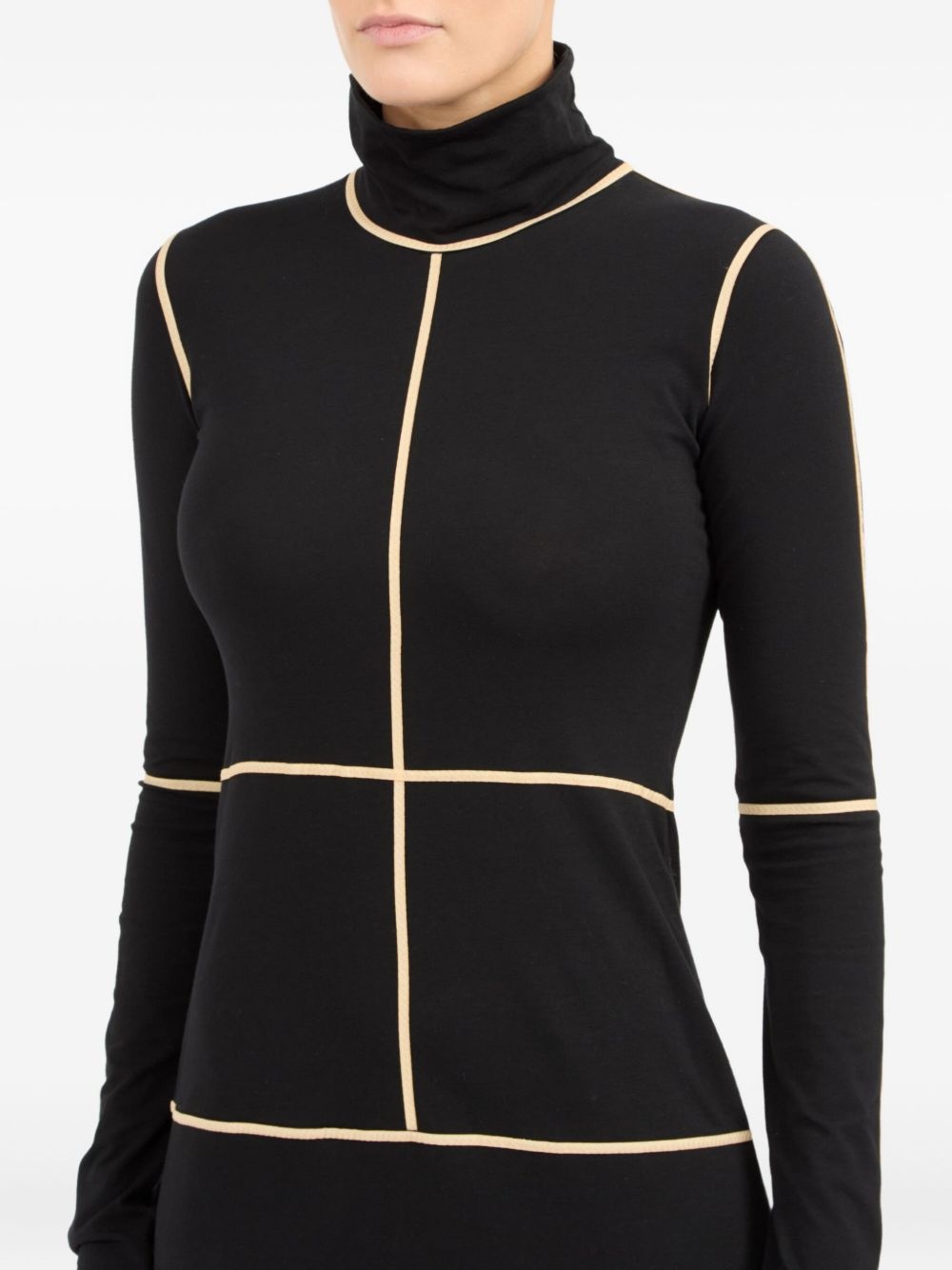 panelled turtleneck dress - 7
