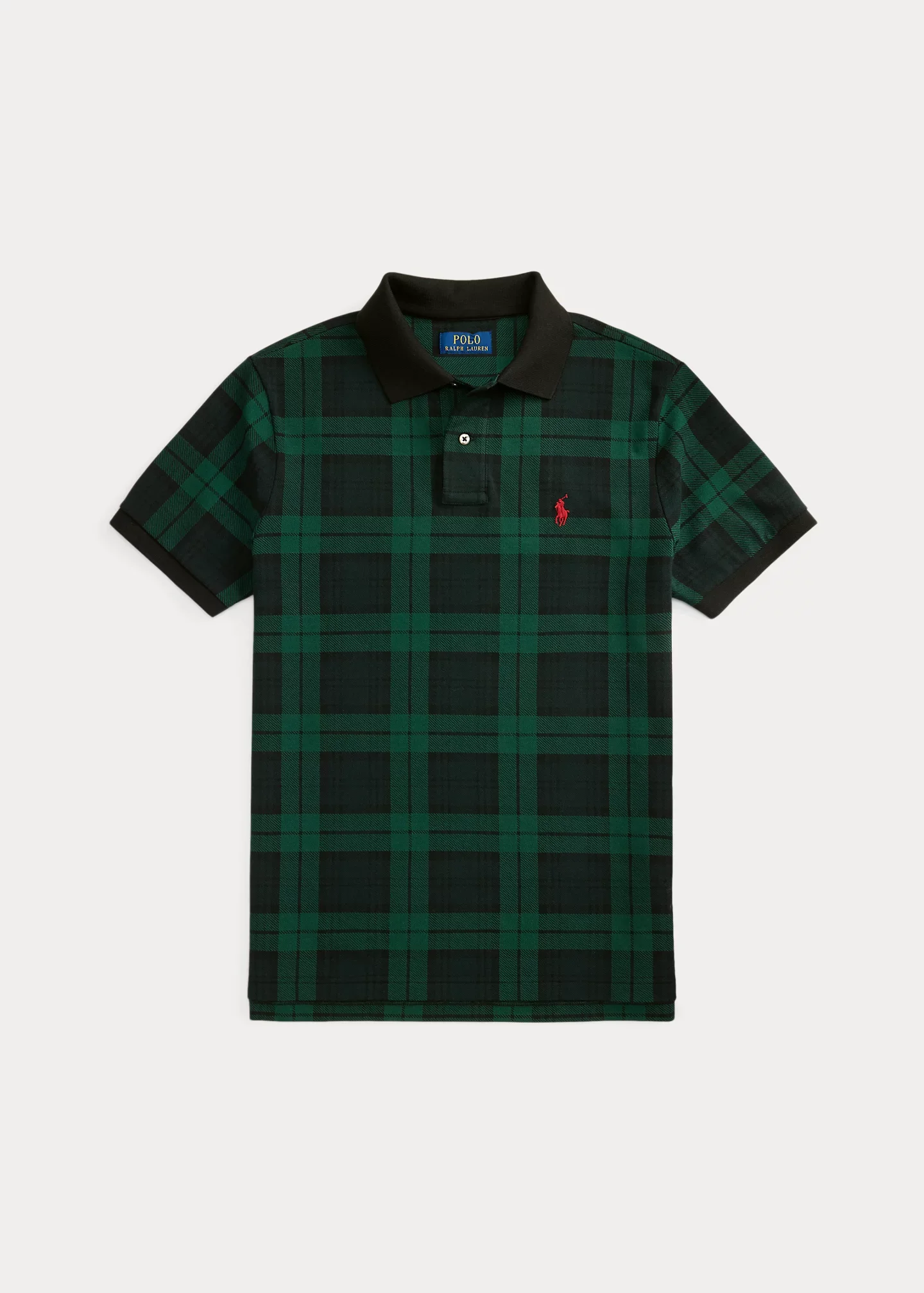 Custom Slim Fit Plaid Mesh Polo Shirt - 1
