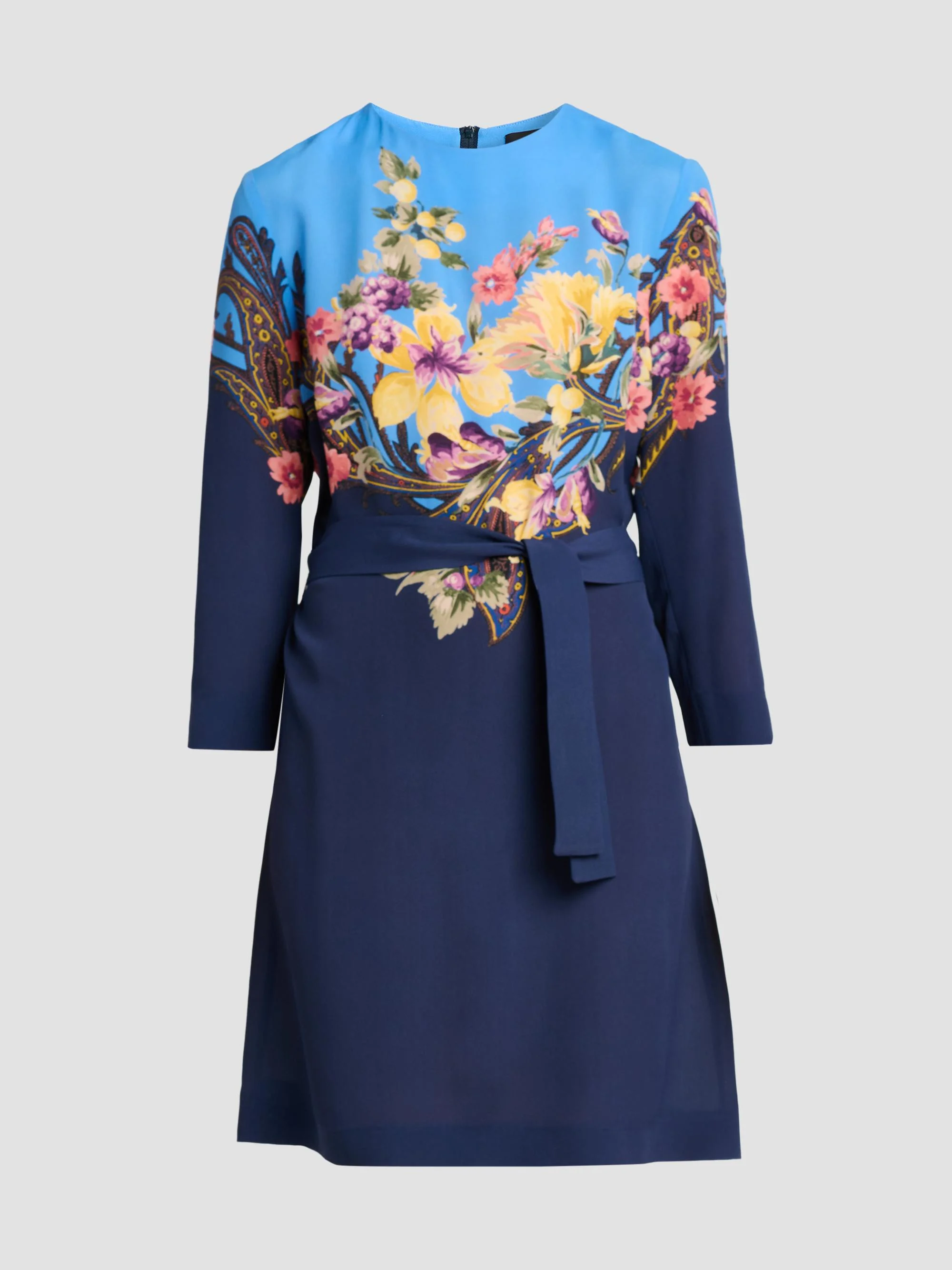 Women's Floral Print Mini Dress - Printed Blue - 1