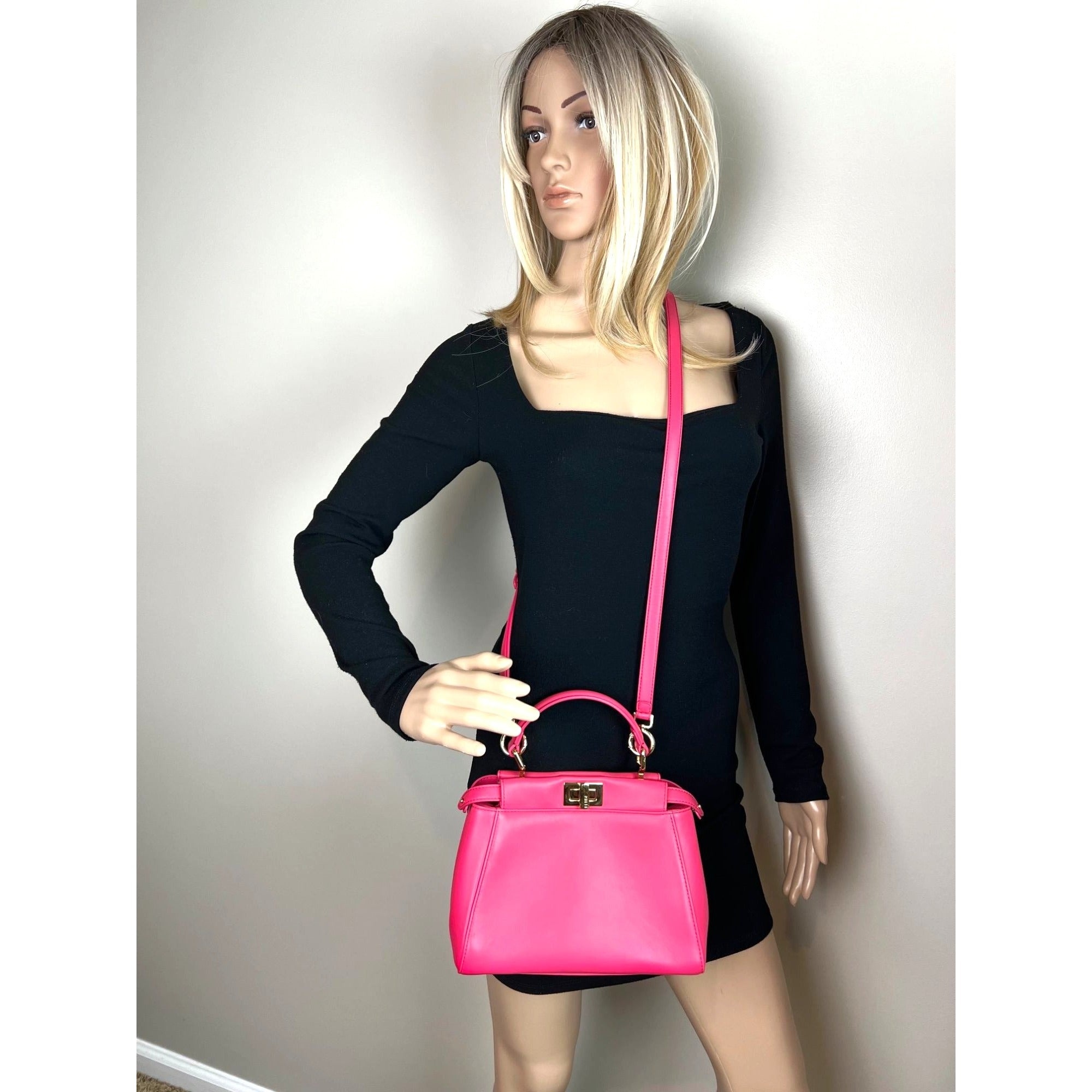 Fendi Mini Peekaboo Pink Leather Hand Shoulder Bag - 8