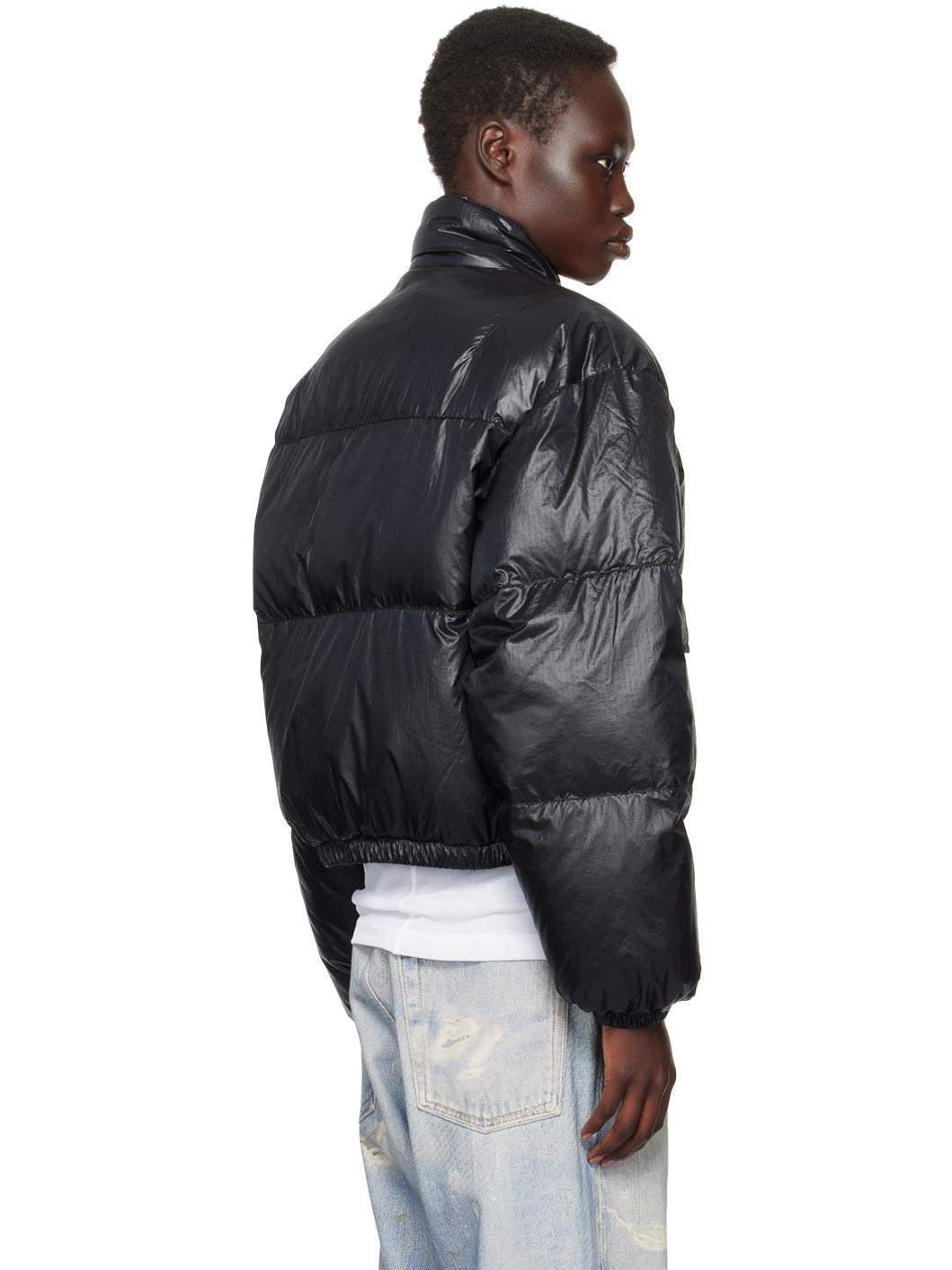 Black Cropped Inhale Puffa Down Jacket - 3