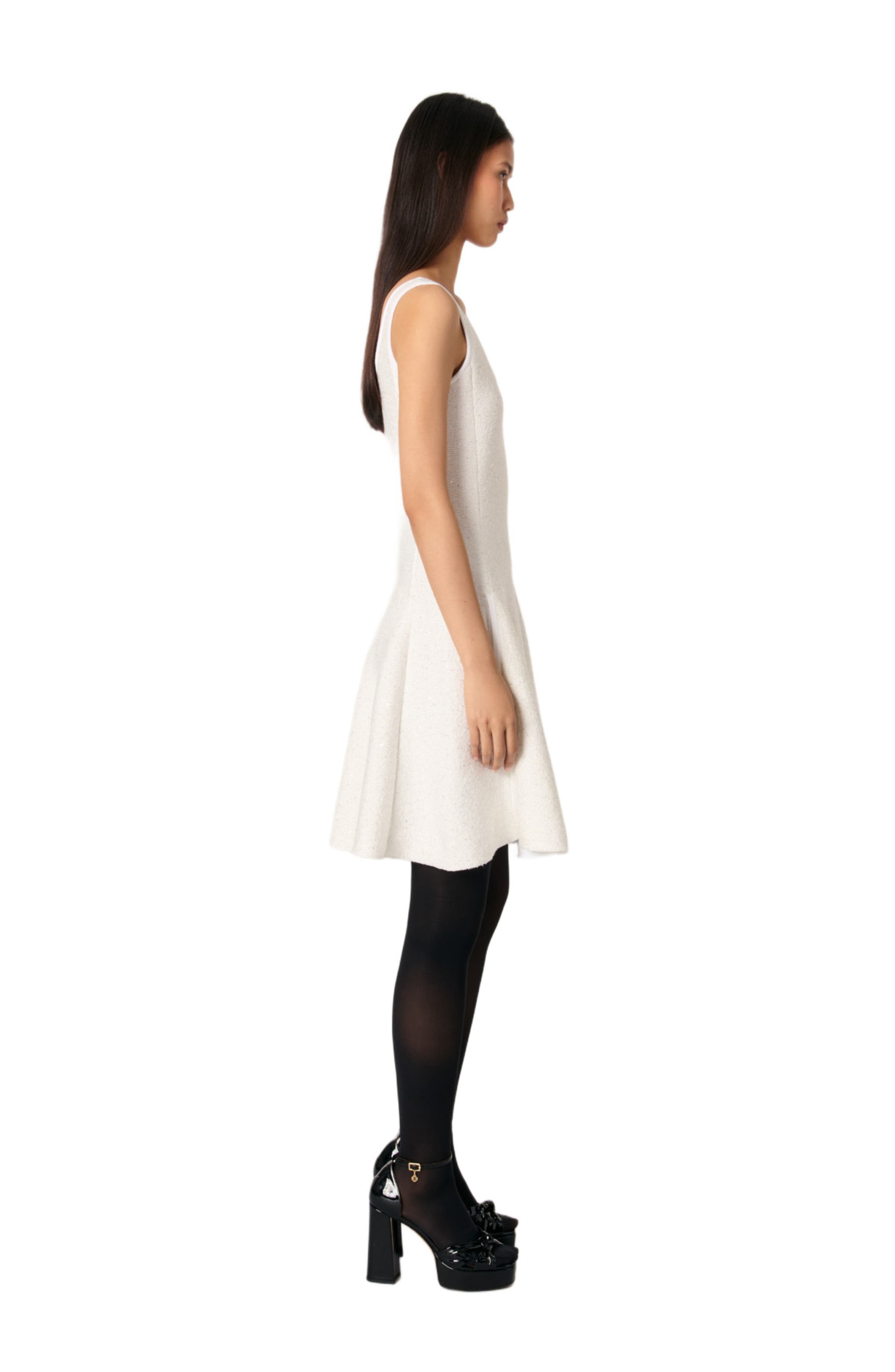 maje Sequin knit short dress in White at Nordstrom - 3