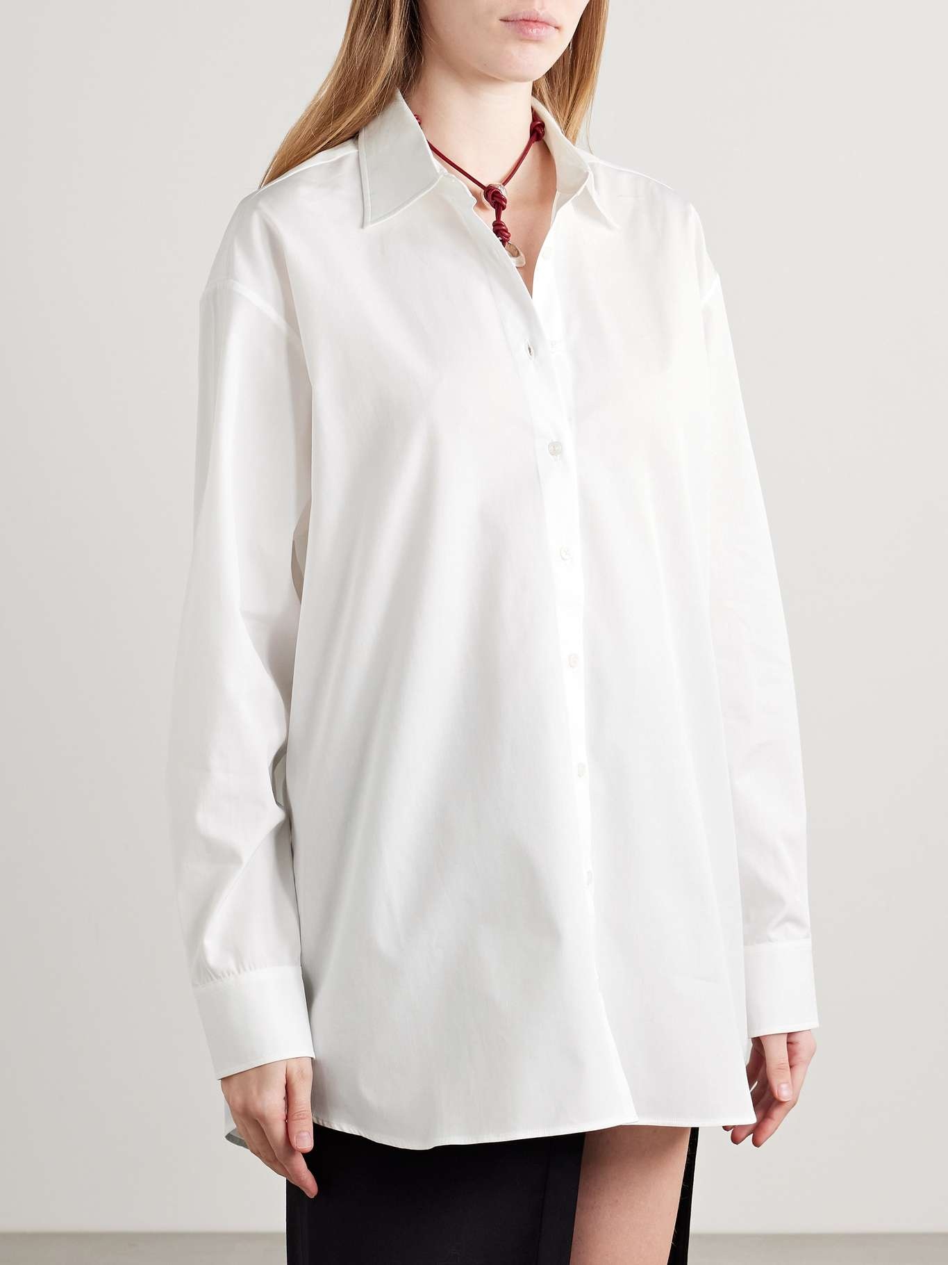 Oversized cotton-poplin shirt White - 3