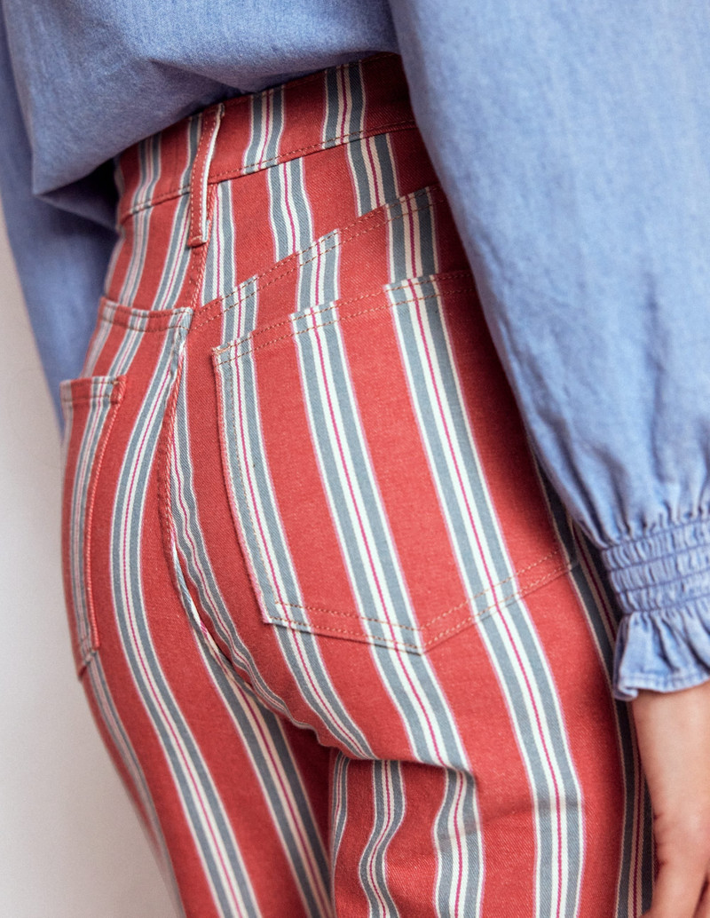 High Rise Stripe Jeans-Red, Blue and Pink Stripe 4