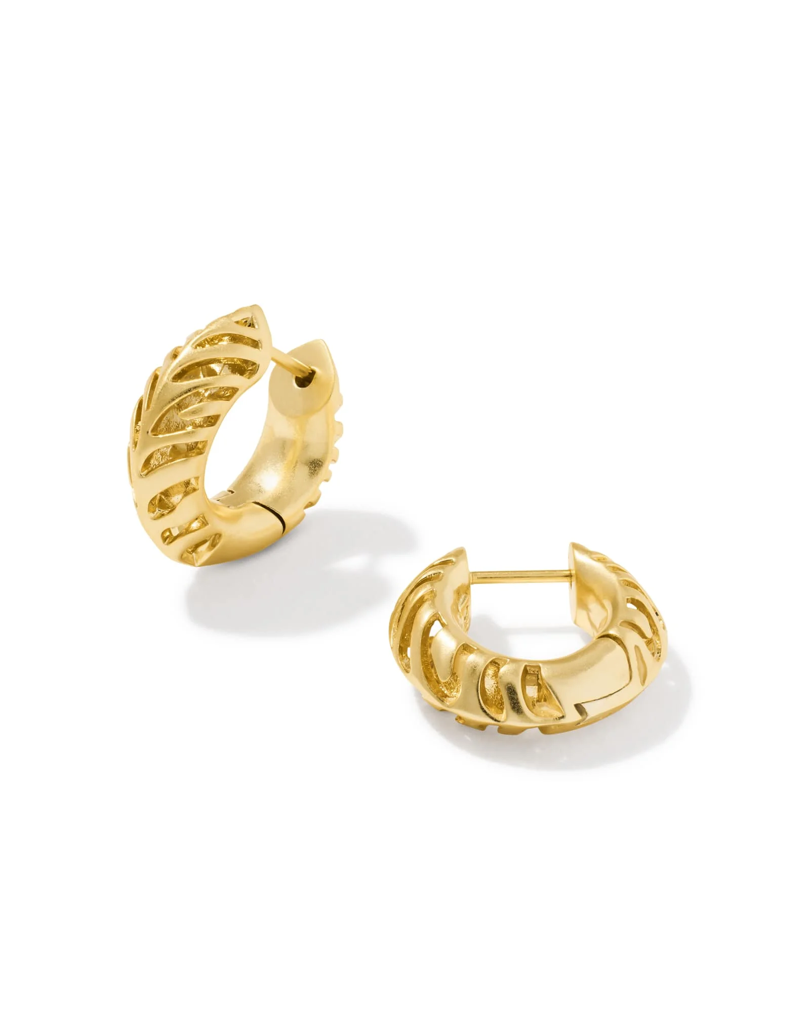Tiger Striped Mikki Gold Huggie Earrings - 1