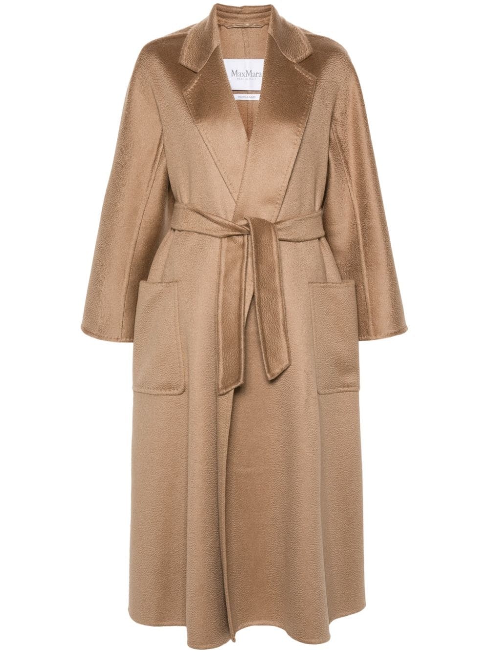 notched-lapels belted coat - 1